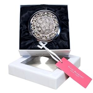 Isaac Mizrahi Silver Tone Two Mirrors Compact NIB NWT